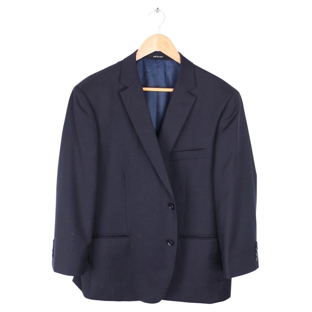 Mantoni 100% Fine Wool Navy Two Button Sport Coat Blazer 46R Mens